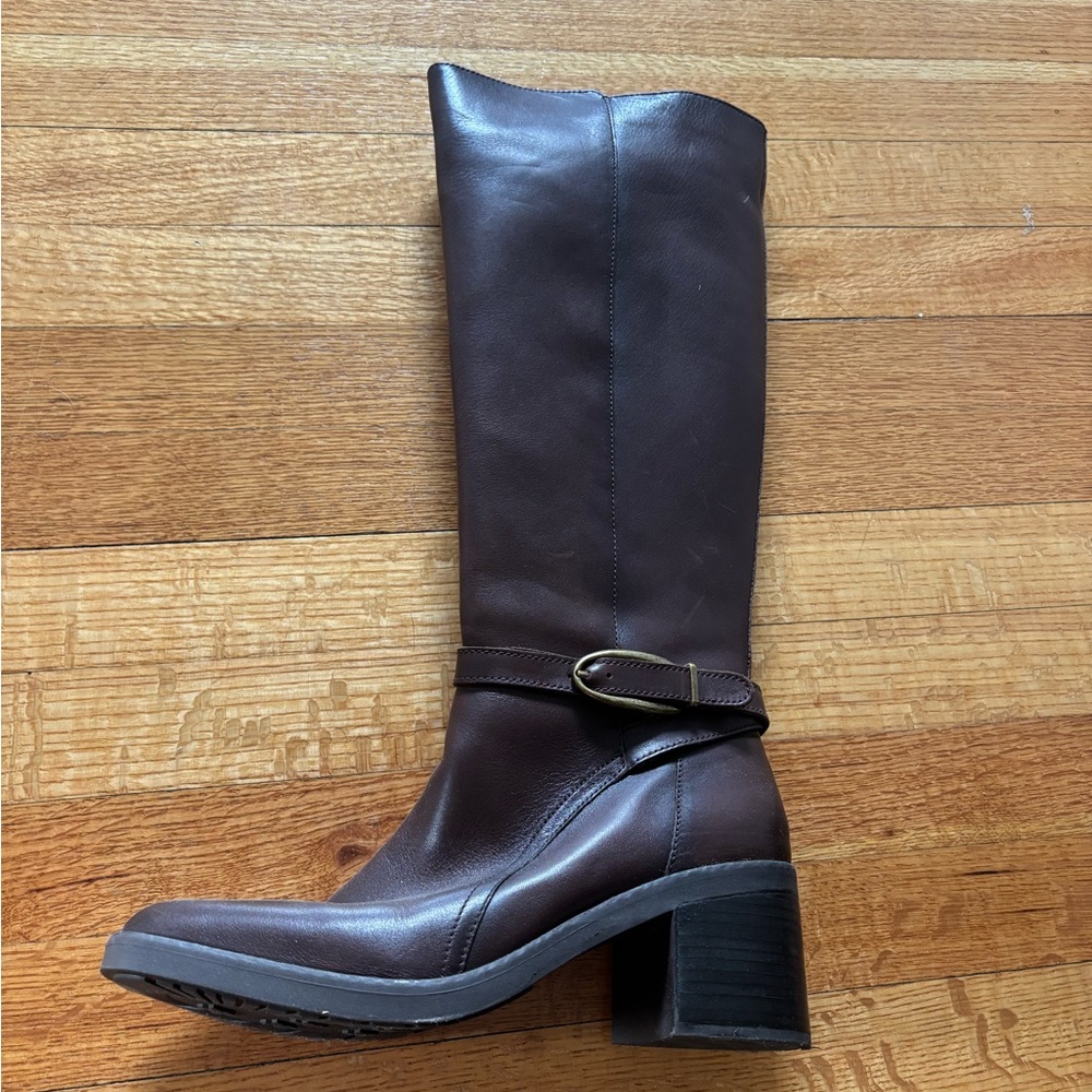 Wide calf leather riding boots
